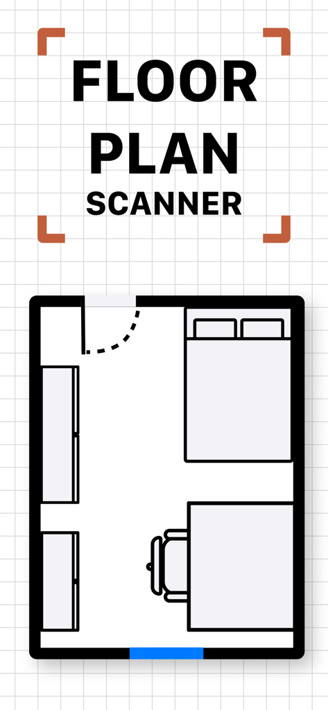 Floor Plan & AI Home - CamPlan - Diseño de plano 2D de un dormitorio y una oficina en un fondo de cuadrícula