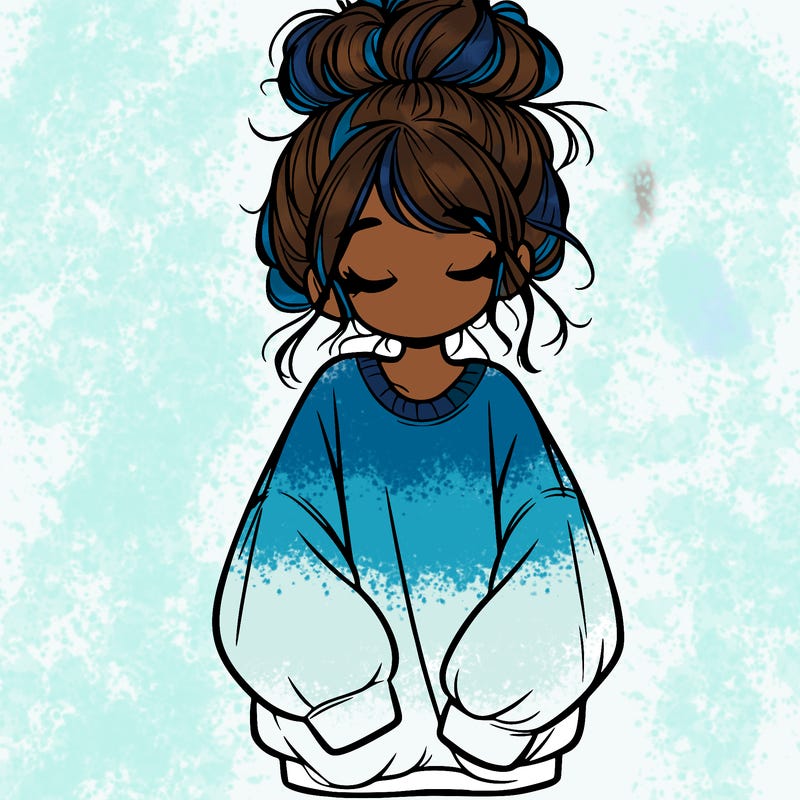 girl with baggy sweatshirt and messy bun