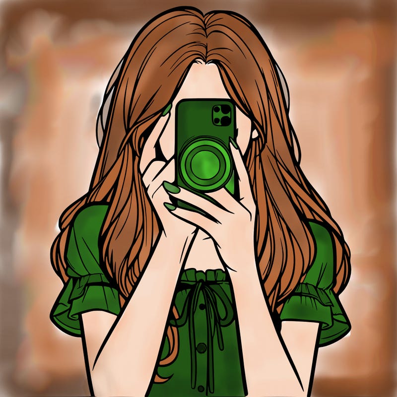 a realistic girl holding her phone taking pictures
