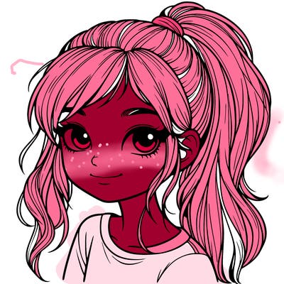 realistic girl with ponytail