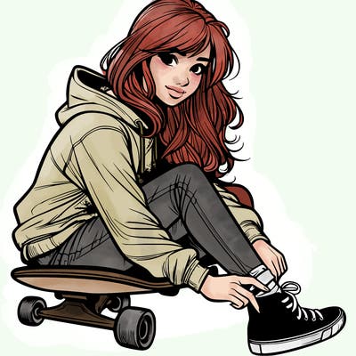 a realistic teenage skater girl