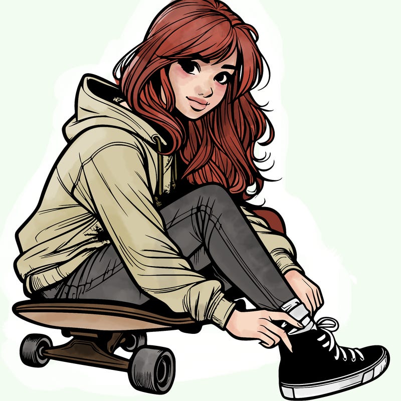 a realistic teenage skater girl