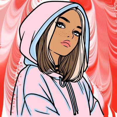 a realistic girl in a hoodie