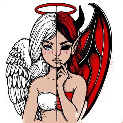 realistic angel half demon