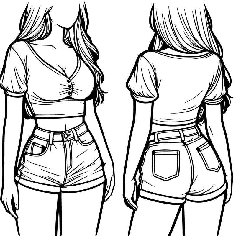 realistic girl wearing short pants and top