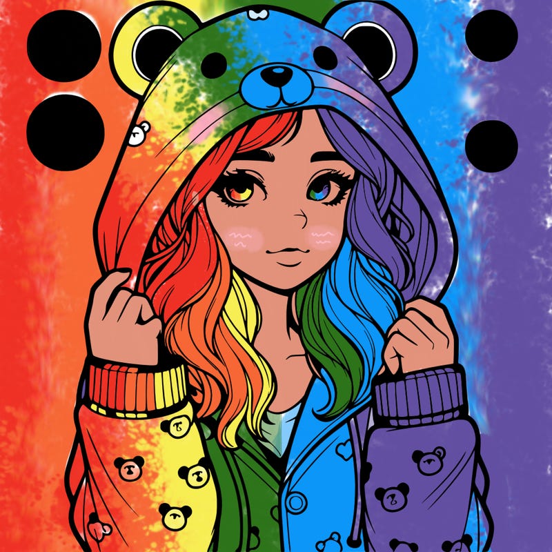 realistic girl in a animal pjs hoodie