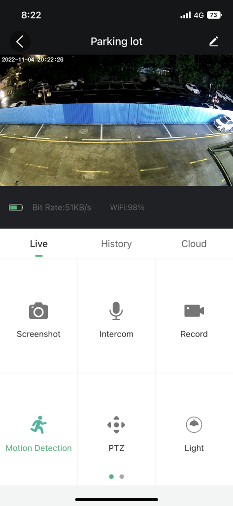 SV3C Cloud - SV3C Cloud mobile app live security camera feed of a parking lot
