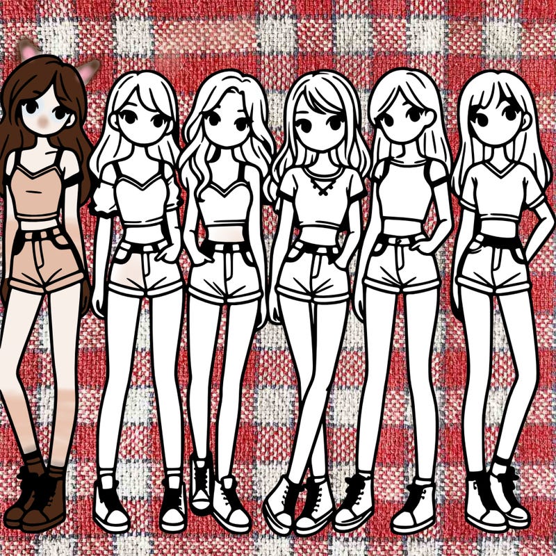 a group of girls wearing crop tops and shorts