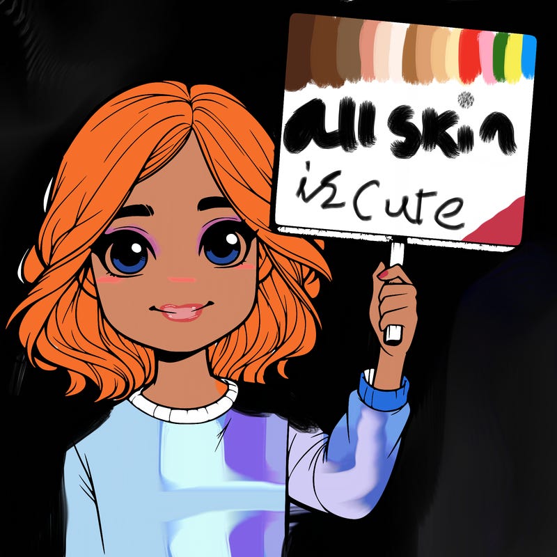 realistic girl holding up a sign