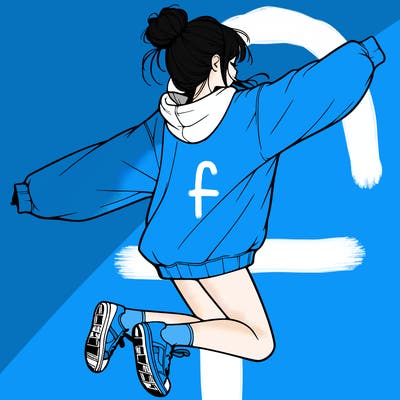 realistic girl jumping with a bun and oversized sweatshirt