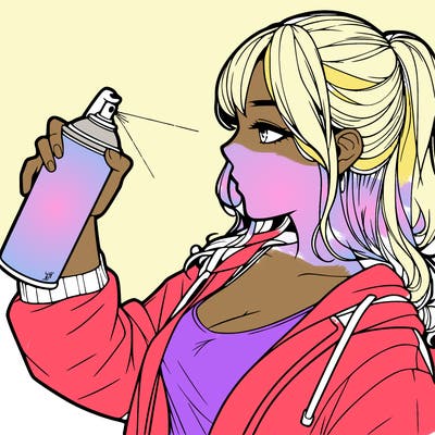 a realistic girl spray, painting