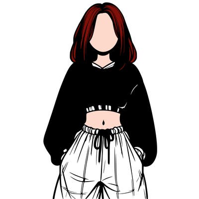 realistic girl faceless with baggy pants and a crop top