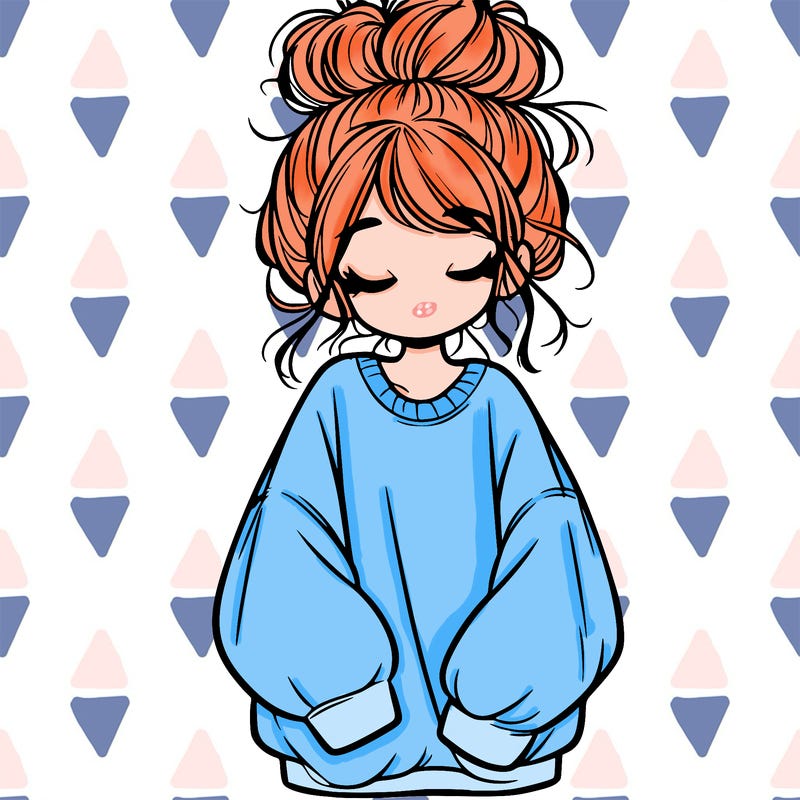 girl with baggy sweatshirt and messy bun