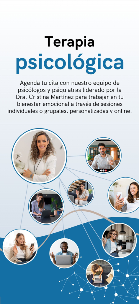 Psicovirtual - Psicovirtualアプリ、オンライン心理療法セッションのプロモーション画面