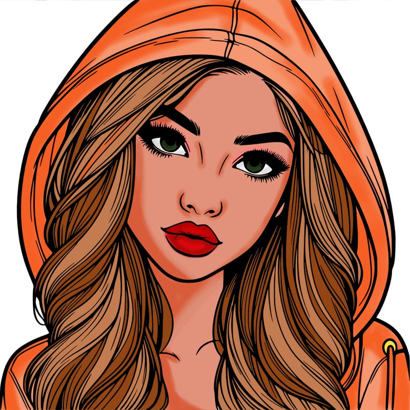 realistic beautiful girl with a hood on