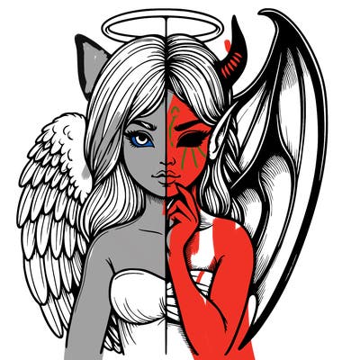 realistic angel half demon