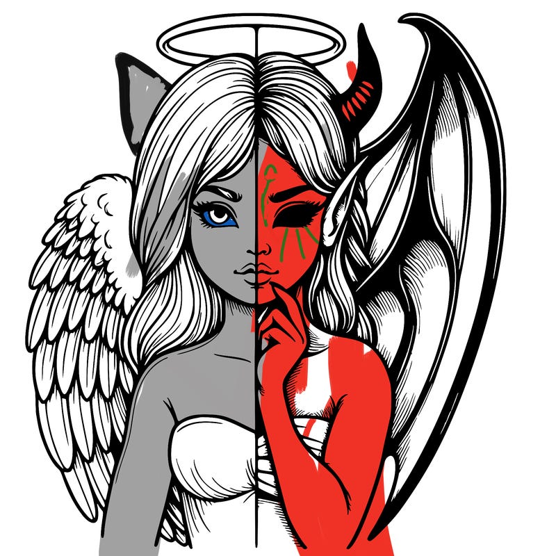 realistic angel half demon