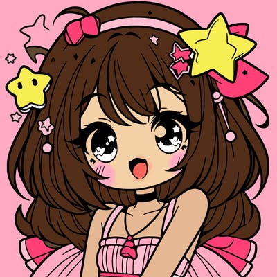 cute anime girl with star accessories