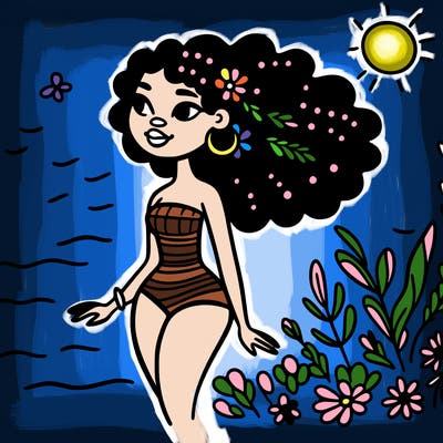 african woman in a swimsuit