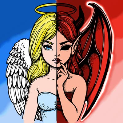 realistic angel half demon