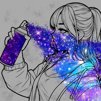 a realistic girl spray, painting