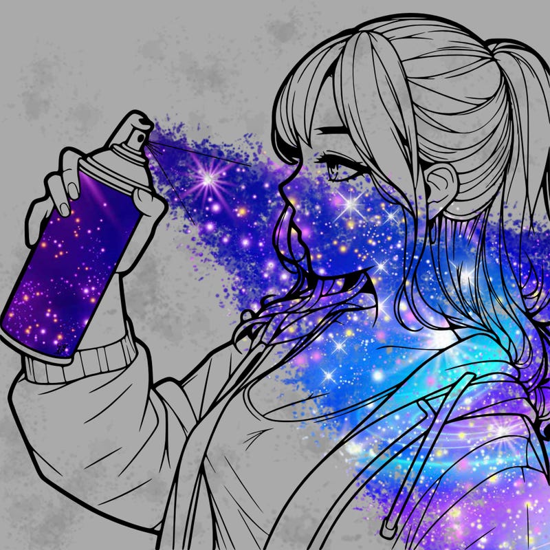 a realistic girl spray, painting