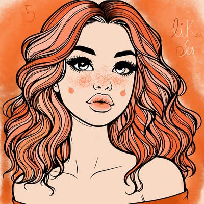realistic girl with wavy hair and lips