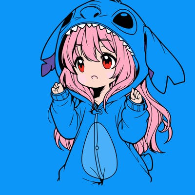 anime girl in a stitch onsie
