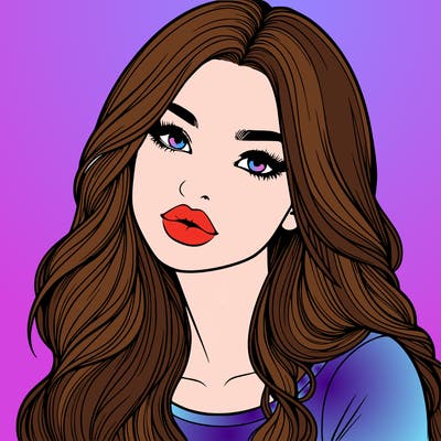 realistic girl with hair on her hair and lips