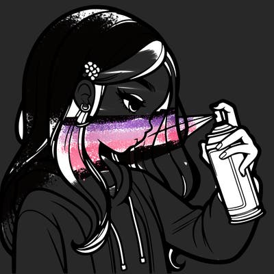 a realistic girl spray painting