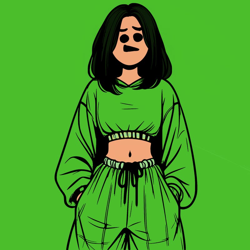 realistic girl faceless with baggy pants and a crop top