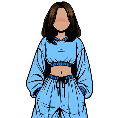 realistic girl faceless with baggy pants and a crop top