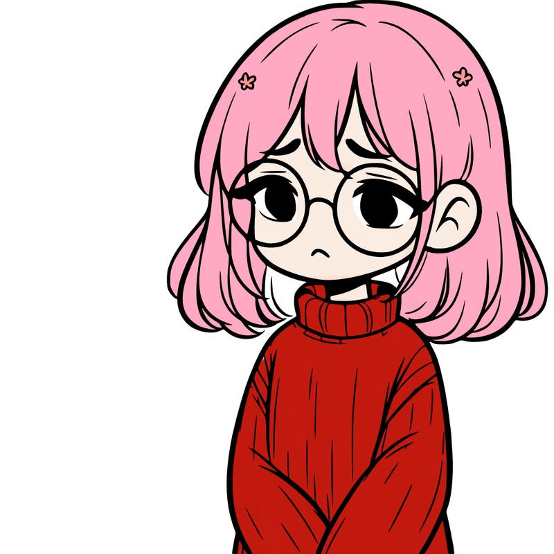 sad girl with glasses in a sweater