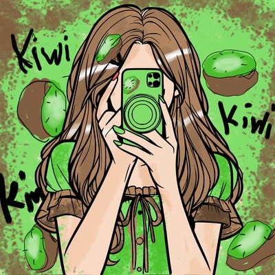 a realistic girl holding her phone taking pictures