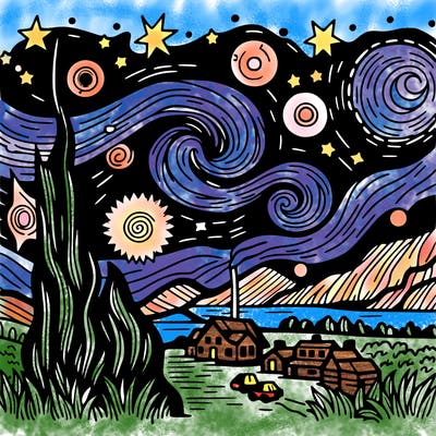 starry night van gogh realistic