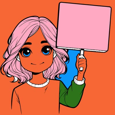 realistic girl holding up a sign