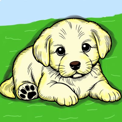 a cute realistic puppy