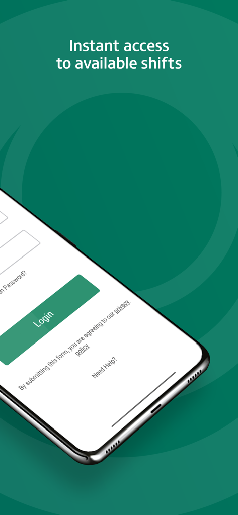 ipoint app - Pantalla de inicio de sesión de la app ipoint para profesionales sanitarios que muestra acceso instantáneo a turnos disponibles