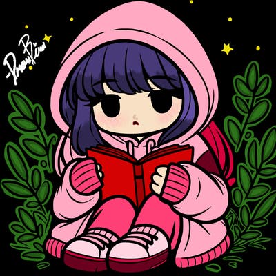 girl in oversized hoodie reading a book