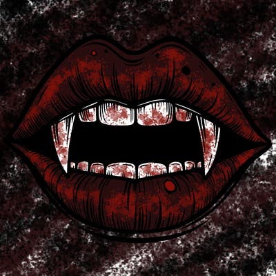 lips with vampire teeth