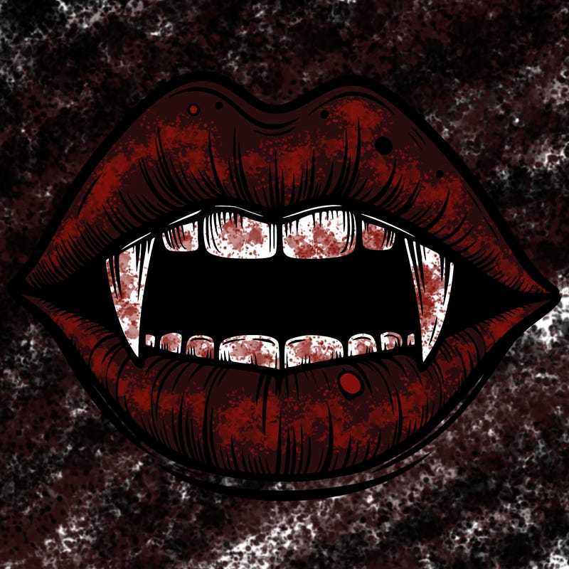 lips with vampire teeth