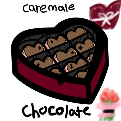 a box of chocolate heart shaped outline.