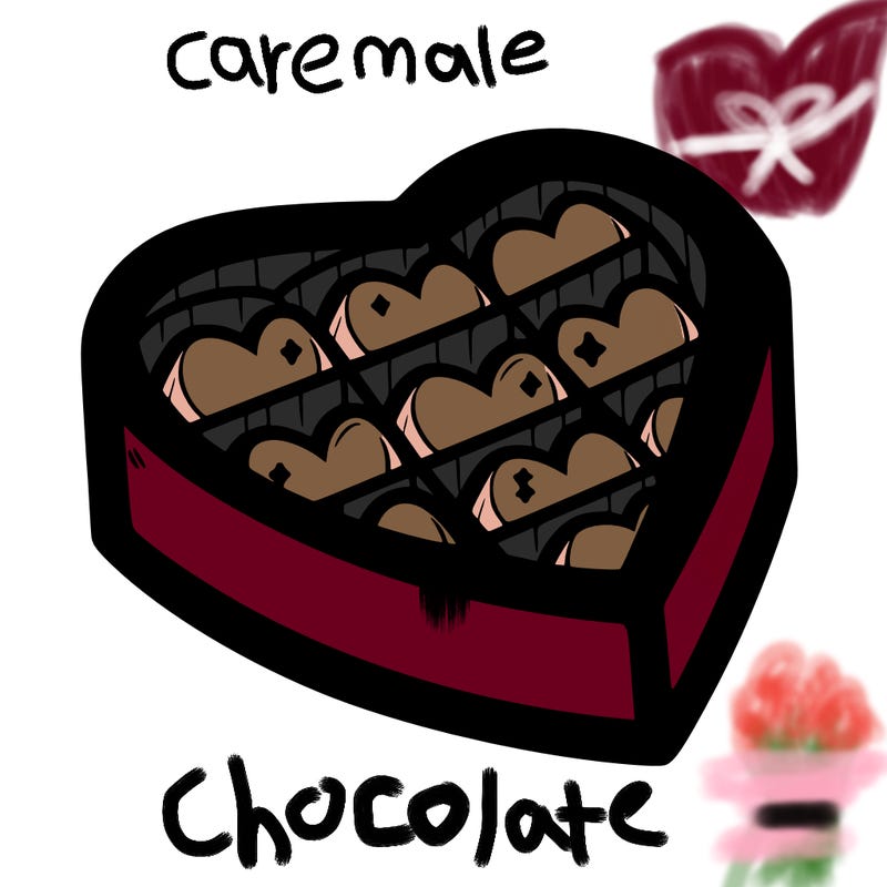 a box of chocolate heart shaped outline.