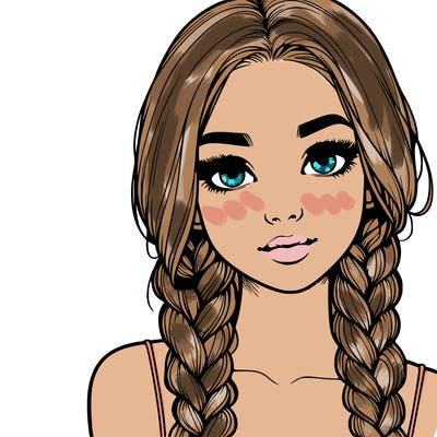 realistic girl with braids