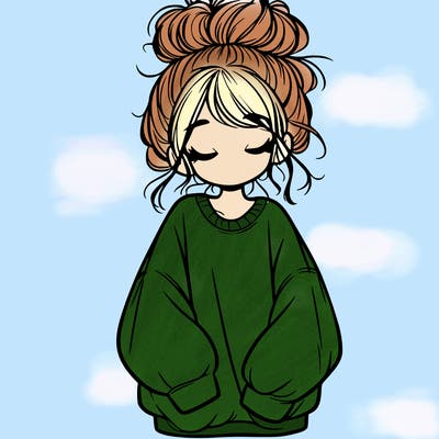girl with baggy sweatshirt and messy bun