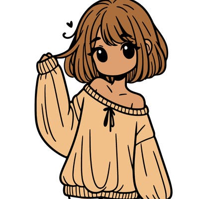 girl in baggy sweater hanging off her shoulder