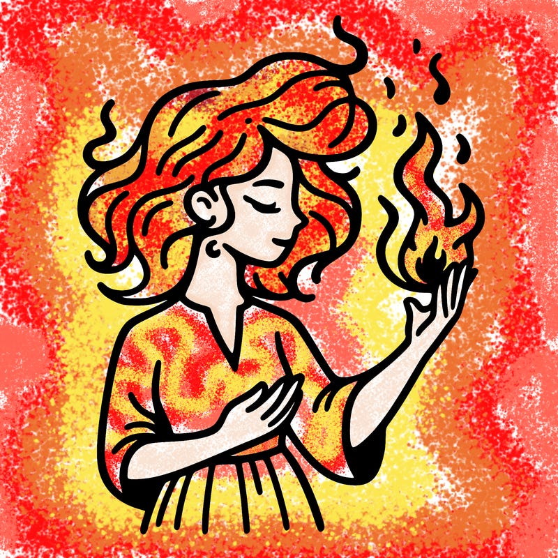woman with fire