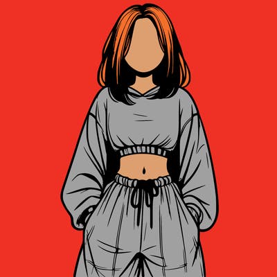 realistic girl faceless with baggy pants and a crop top