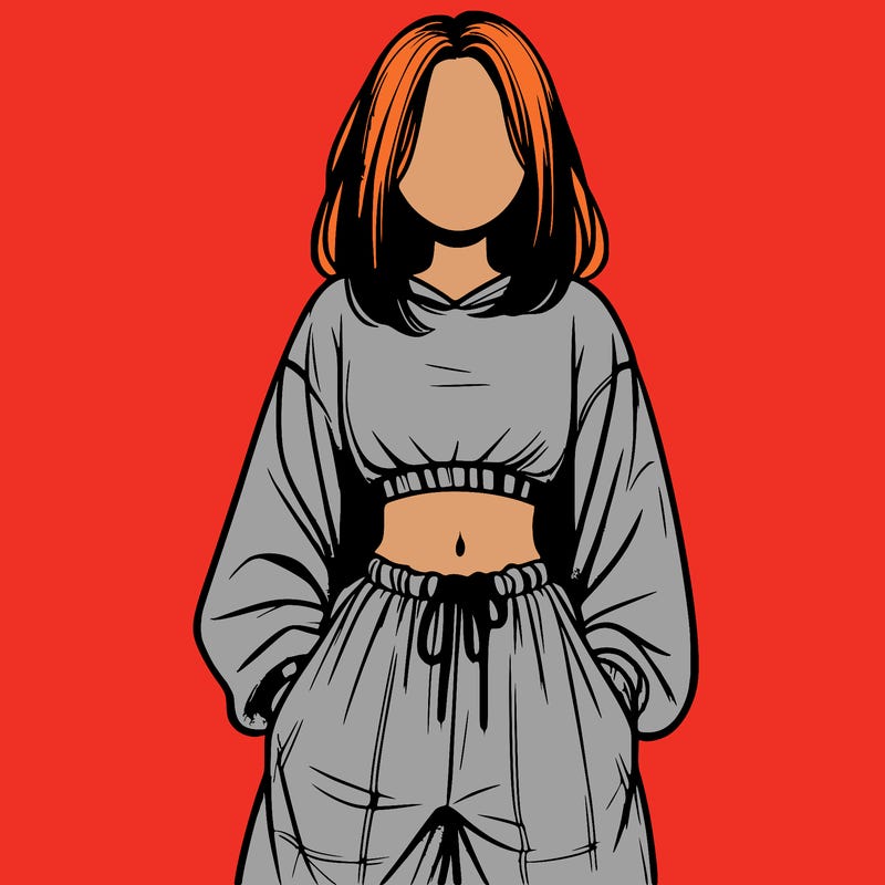 realistic girl faceless with baggy pants and a crop top