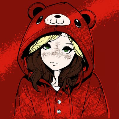 realistic girl in a animal pjs hoodie